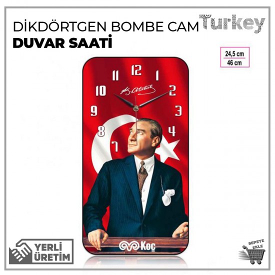 Dikdörtgen Bombe Cam Duvar Saati